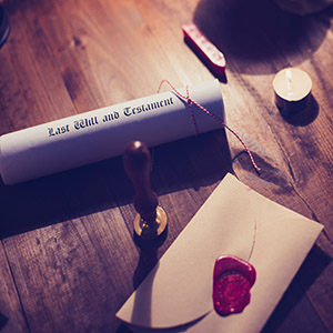 Notary public wax stamp and testament and last will